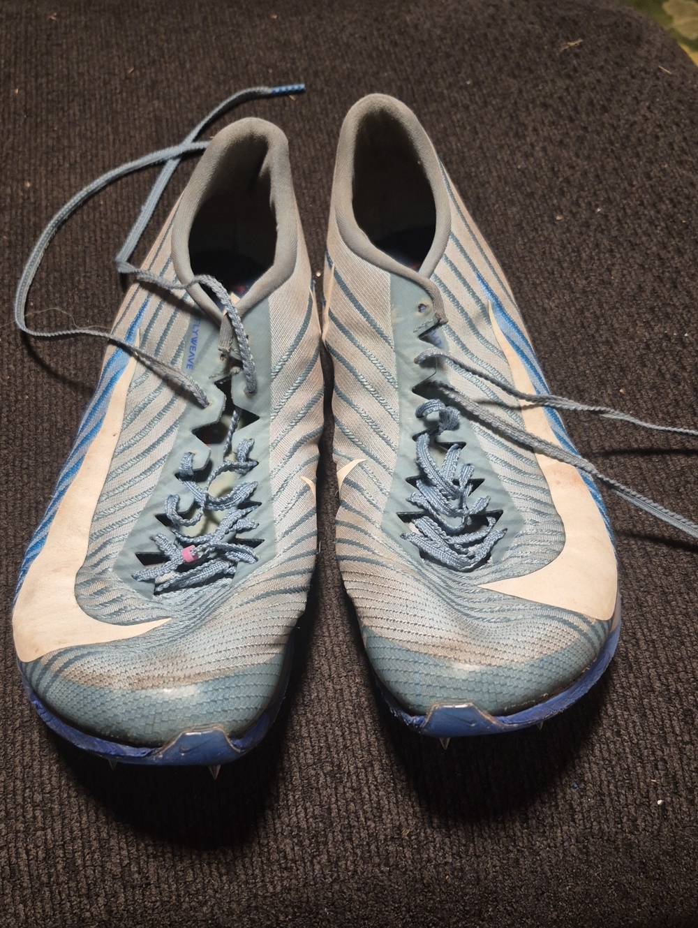 Nike Men’s Light Blue and White Track Spikes